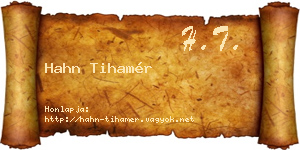 Hahn Tihamér névjegykártya
